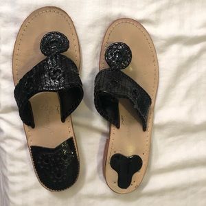 Jack Rogers black snakeskin sandals sz7